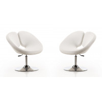 Manhattan Comfort 2-AC037-WH Perch White and Polished Chrome Faux Leather Adjustable Chair (Set of 2)